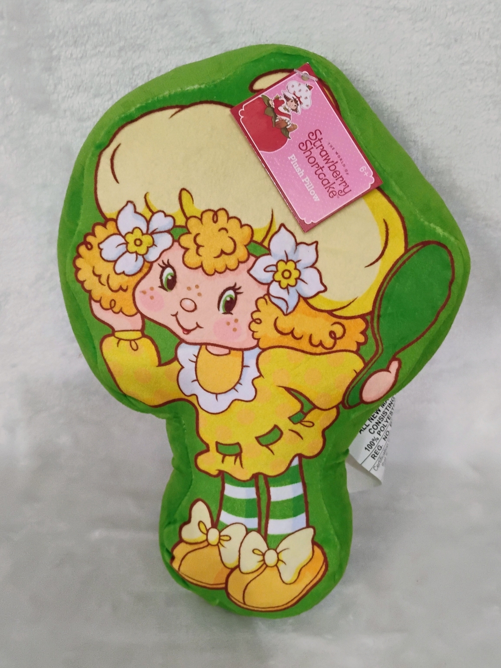 Strawberry Shortcake Lemon Meringue Plush 10" Pillow w Tags Green Yellow Sweet O